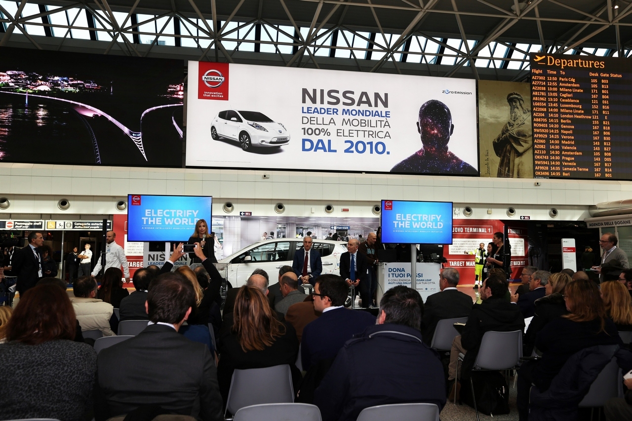 Nissan LEAF sbarca all’Aeroporto di Roma Fiumicino