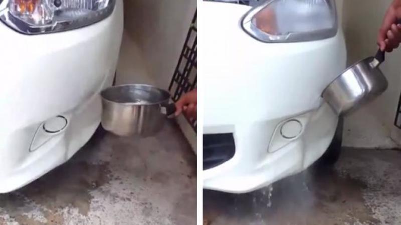 acqua bollente su auto