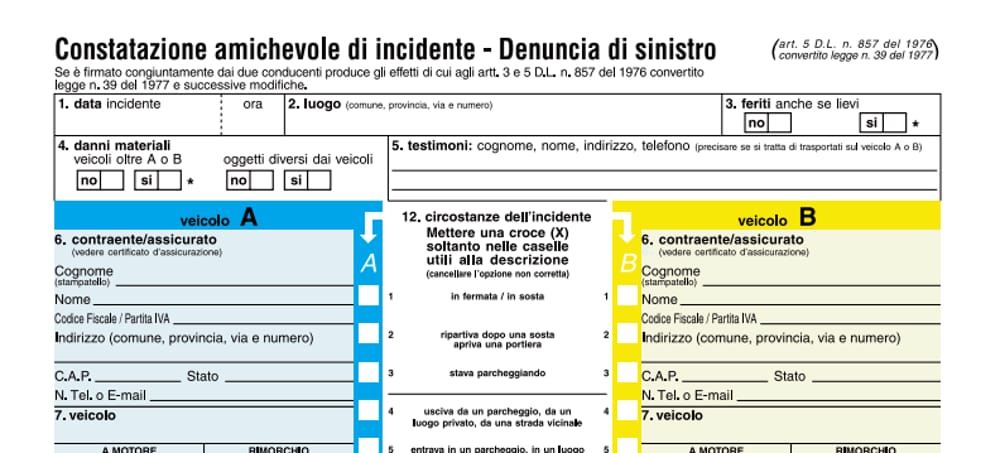 Come si compila il CID o constatazione amichevole