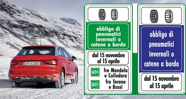 Dal 15 novembre scatta l’obbligo di pneumatici invernali o catene a bordo