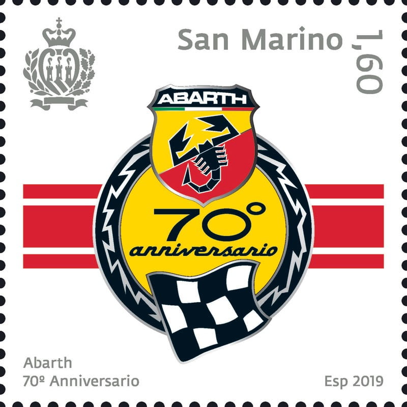 Francobollo celebrativo 70° anniversario Abarth