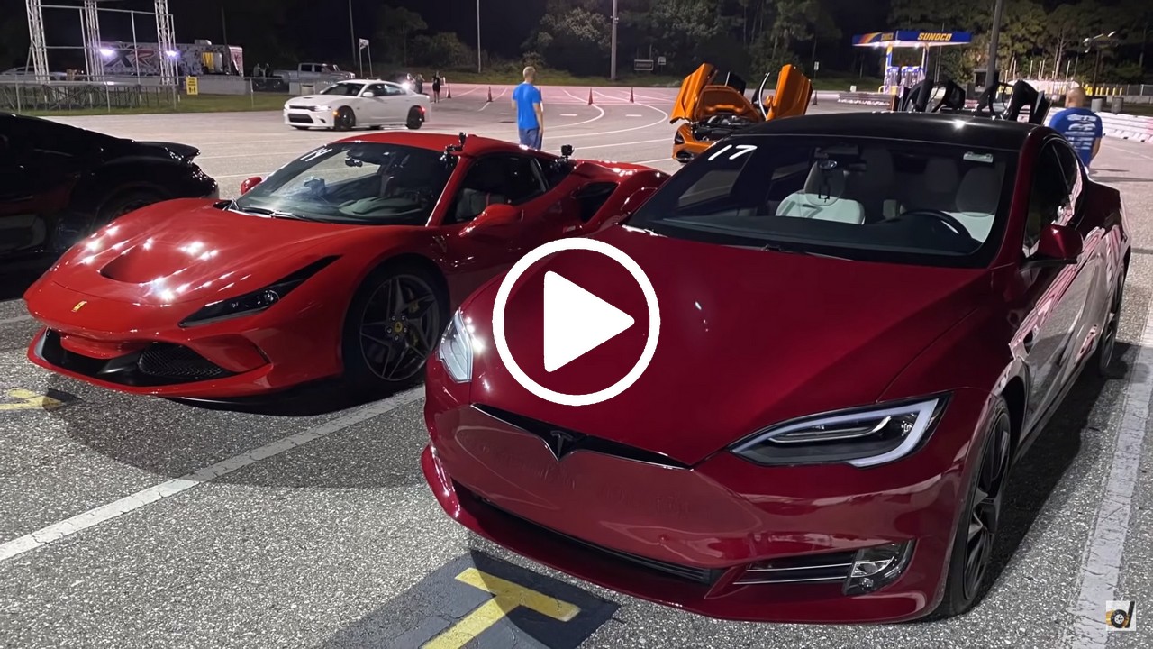 drag race ferrari vs tesla