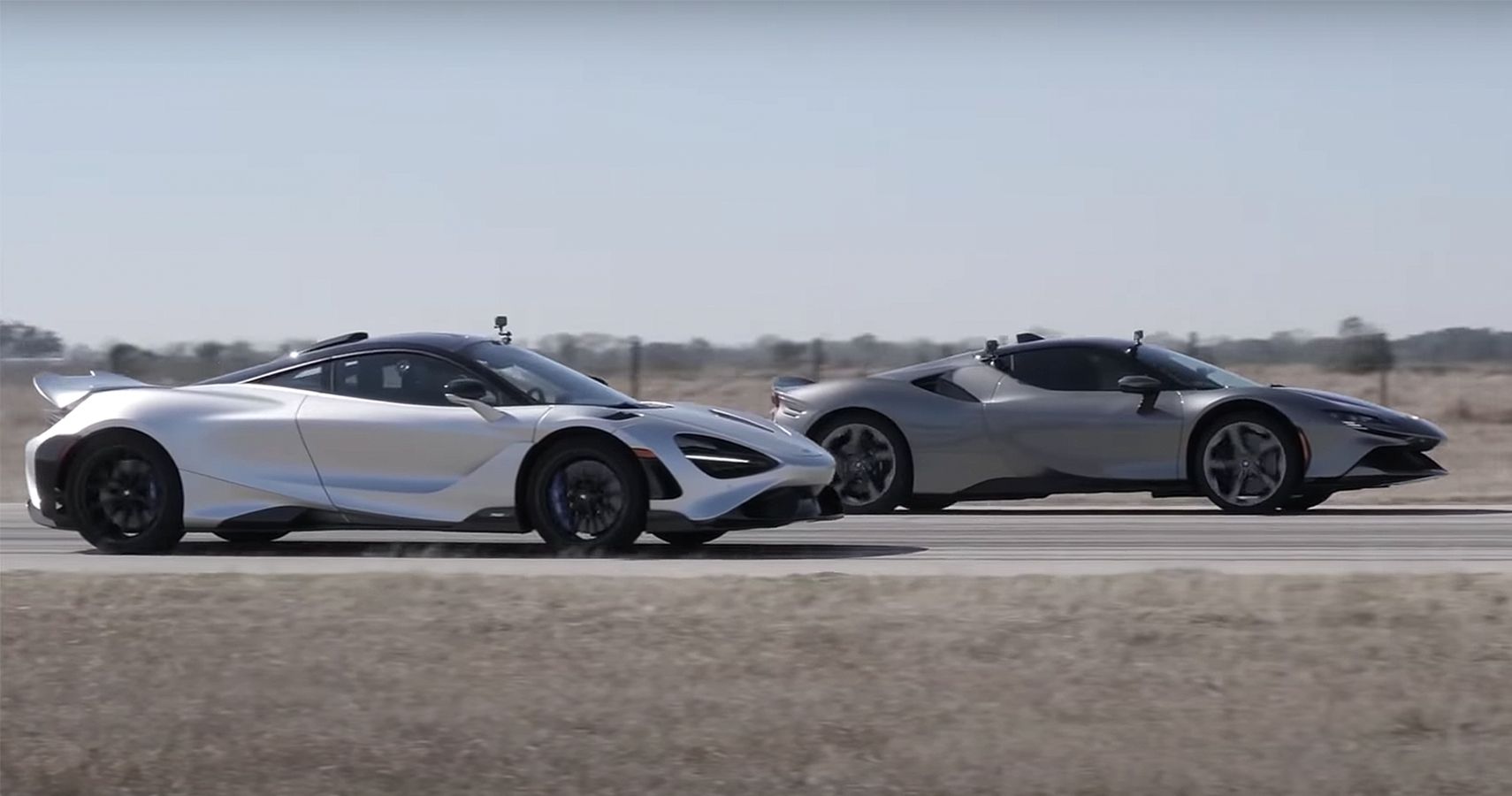 drag race mclaren 765lt vs ferrari sf90 stradale