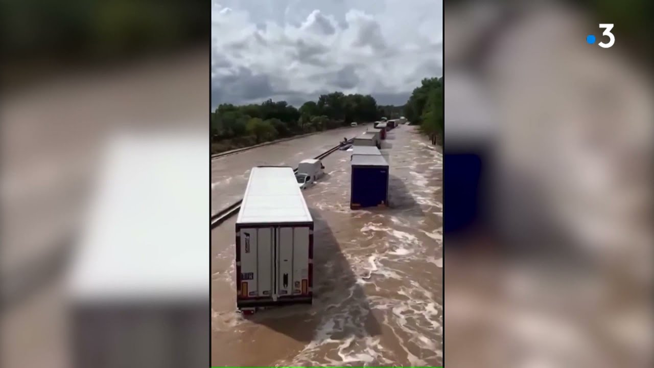 Autostrada allagata in Francia: l’A9 si trasforma in un fiume [VIDEO]