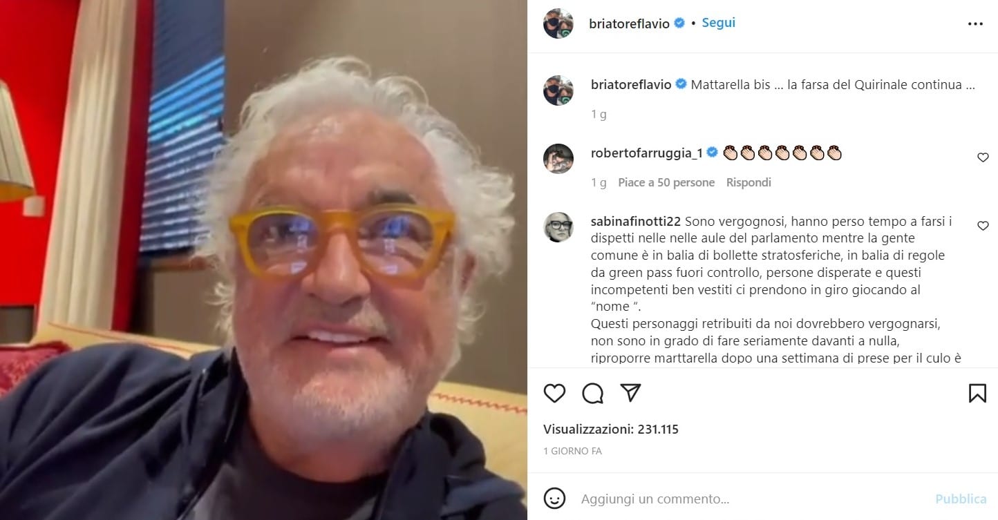 video briatore mattarella instagram