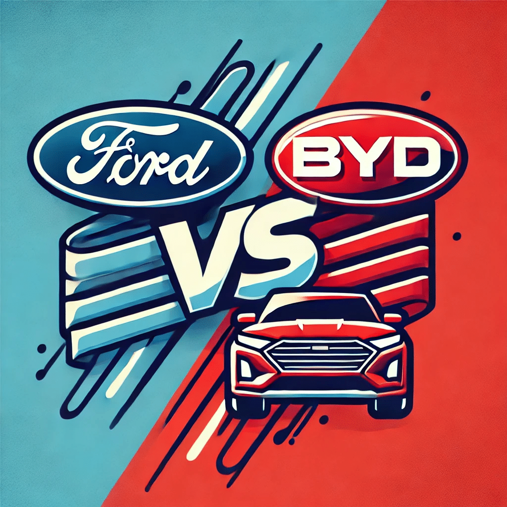 logo ford e byd contrapposti blu e rosso